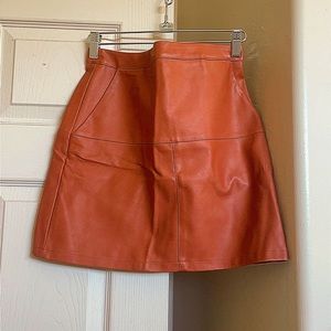 Brown leather skirt